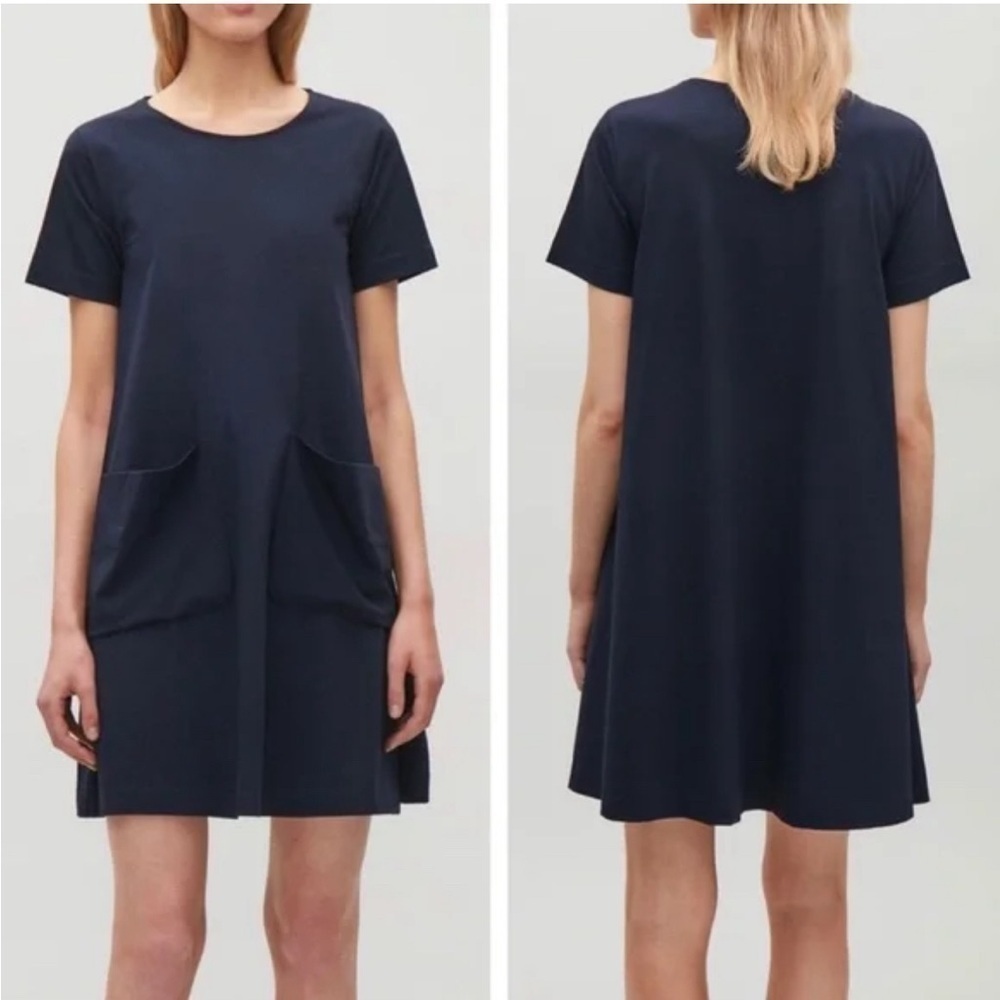 COS A Line Pocket Swing Dress Navy
